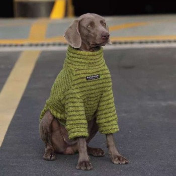 中大型犬秋冬暖绒保暖条纹卫衣