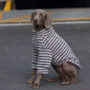 中大型犬秋冬暖绒保暖条纹卫衣