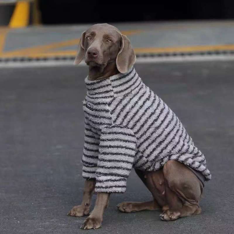 中大型犬秋冬暖绒保暖条纹卫衣