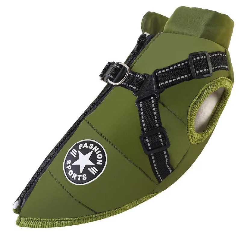Winter zipper-style cotton jacket for dogs