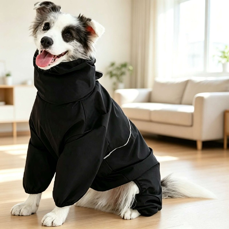 Waterproof Quick-Dry Four-Leg Raincoat with Belly Wrap for Medium & Large Dogs