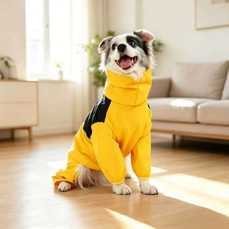Waterproof Quick-Dry Four-Leg Raincoat with Belly Wrap for Medium & Large Dogs