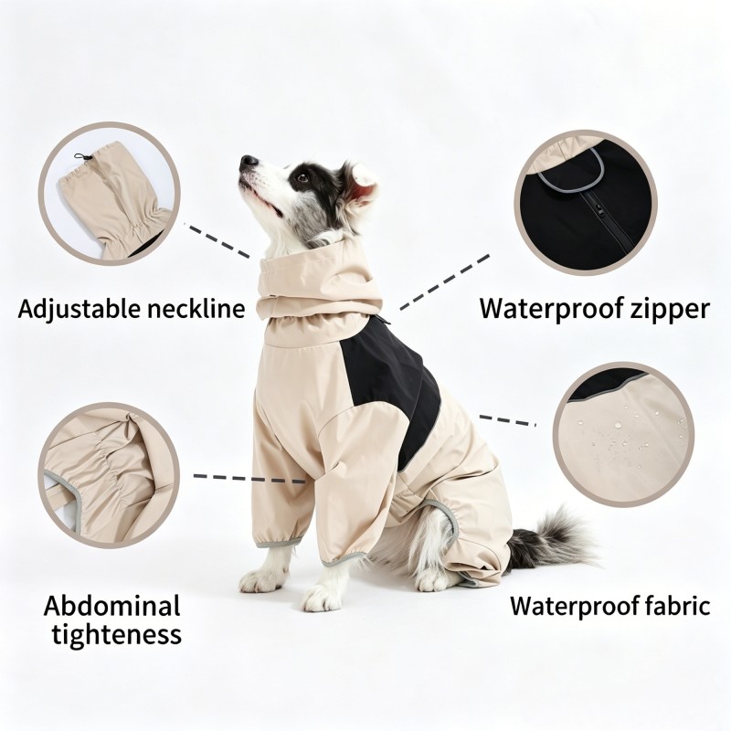 Four-legged windproof raincoat for medium and large-sized dogs