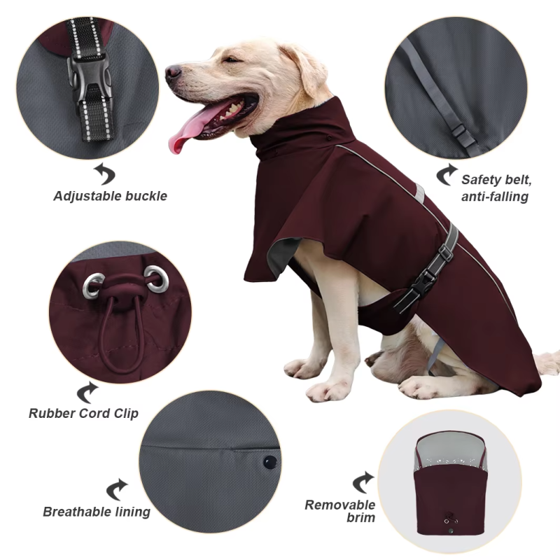 Waterproof windproof dog raincoat with neck gaiter
