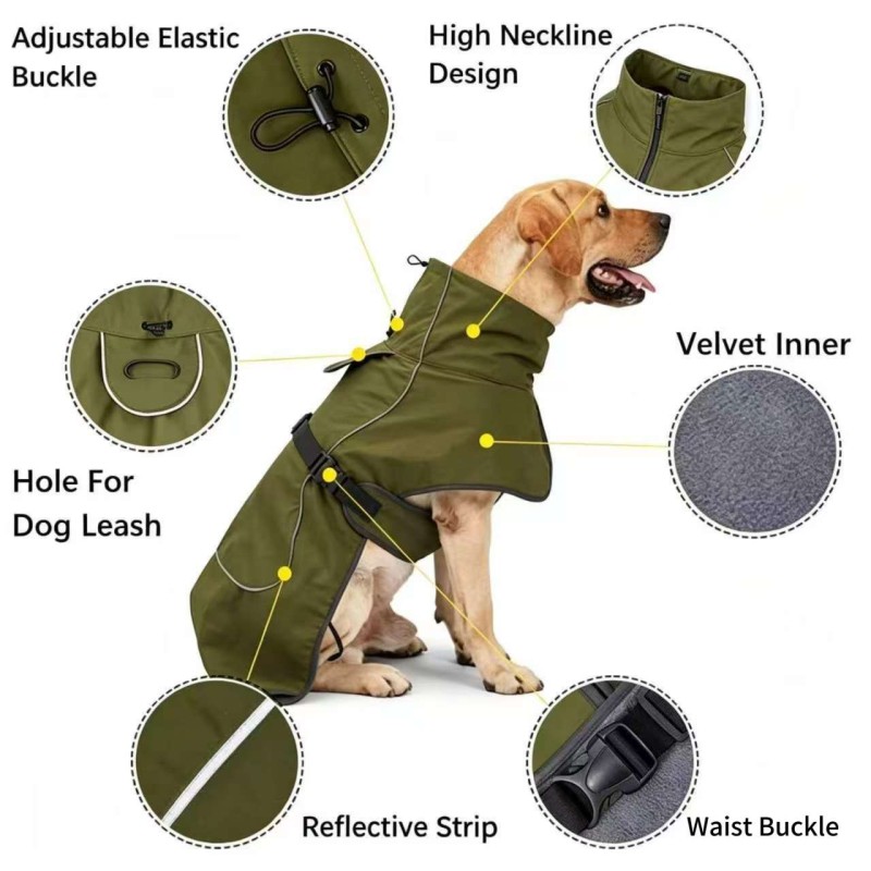 Waterproof Fleece-Lined Warm Coat for Large Dogs