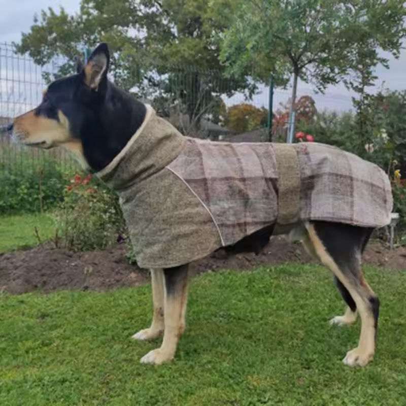 Plaid Print Winter Coat for large Dogs – Fleece & Warm
