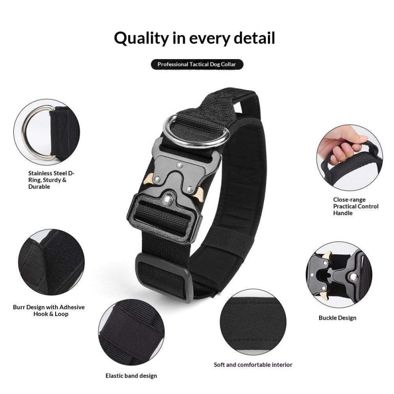 Tactical anti-pull sturdy collar for medium large dogs with great tensile resistance