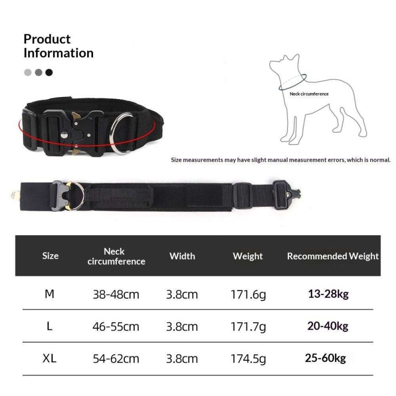 Tactical anti-pull sturdy collar for medium large dogs with great tensile resistance