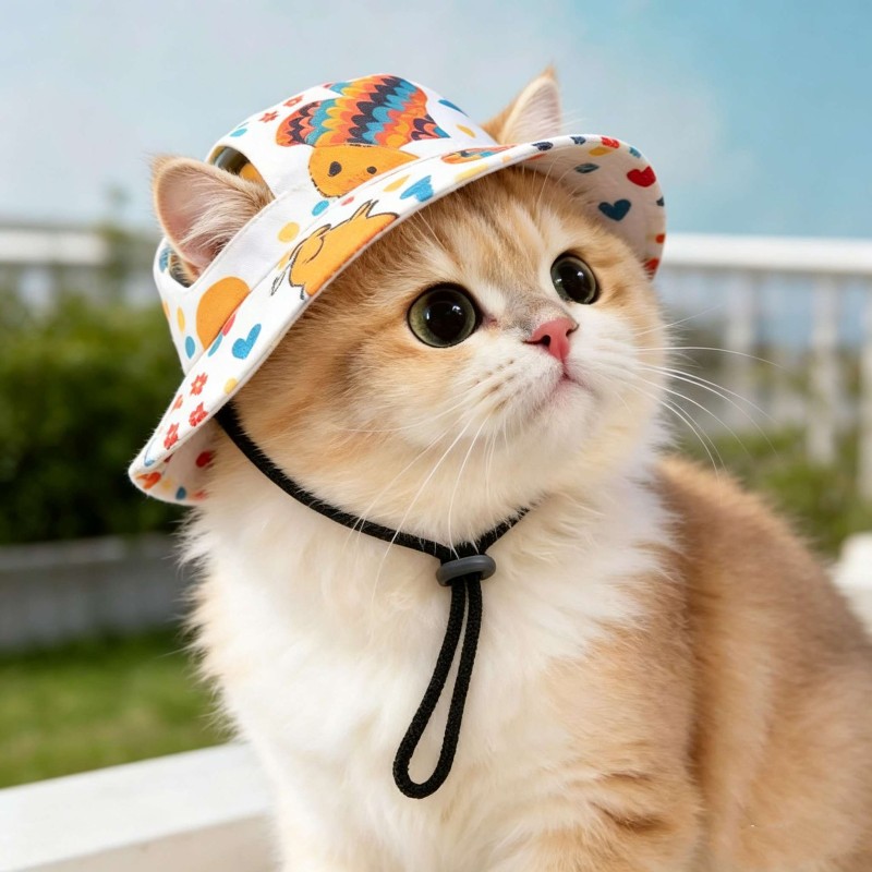 Cute Ear Cutout Summer Sun Protection Hat for Dogs and Cats