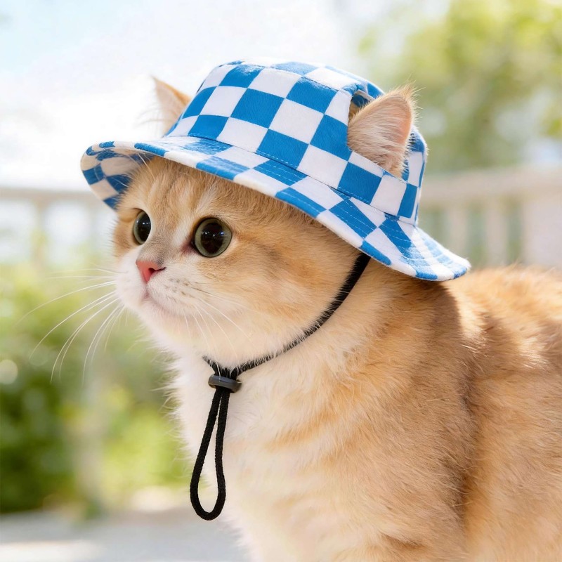 Cute Ear Cutout Summer Sun Protection Hat for Dogs and Cats