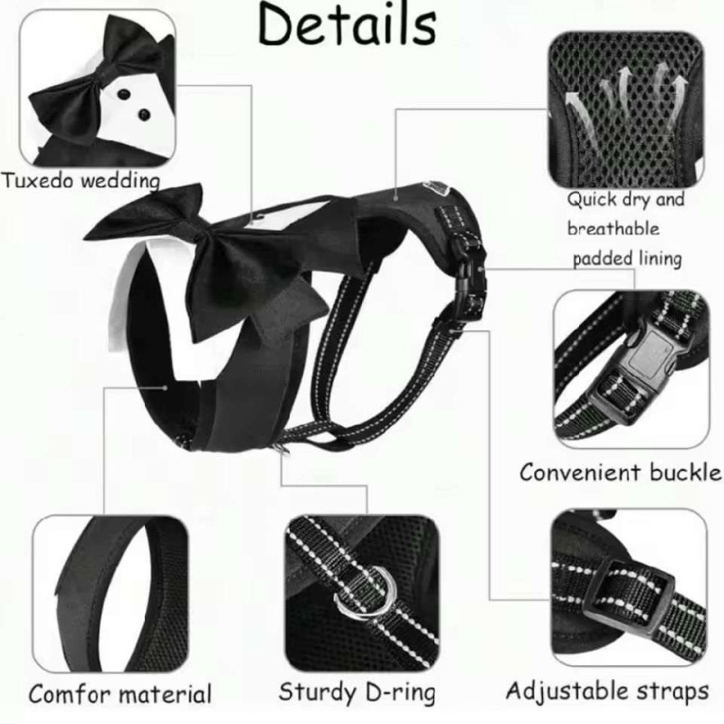 Pet Tuxedo Vest Harness  for All Dogs Wedding Party