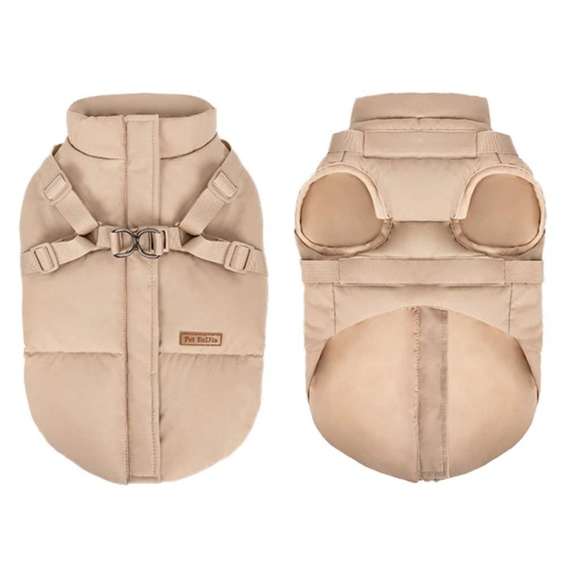 Padded Dog Coat with Harness – Warm Solid for Small/Medium