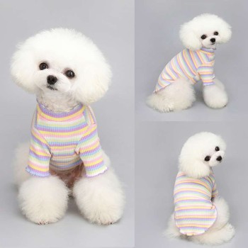 Cotton Stretch Rainbow Stripe Dog Undershirt – Pullover for All Seasons