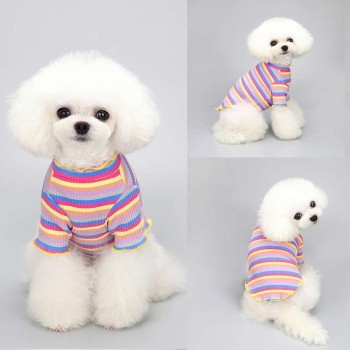 Cotton Stretch Rainbow Stripe Dog Undershirt – Pullover for All Seasons