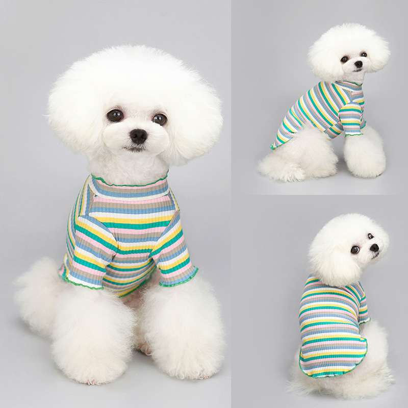 Cotton Stretch Rainbow Stripe Dog Undershirt – Pullover for All Seasons