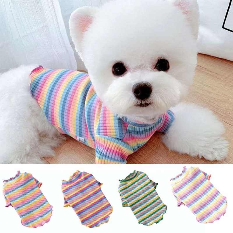 Cotton Stretch Rainbow Stripe Dog Undershirt – Pullover for All Seasons