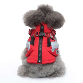 Waterproof Winter Dog Jacket with Chest-Back Zipper, for Small & Medium Breeds