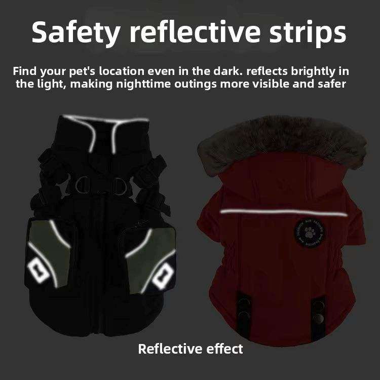 Waterproof Winter Dog Jacket with Chest-Back Zipper, for Small & Medium Breeds