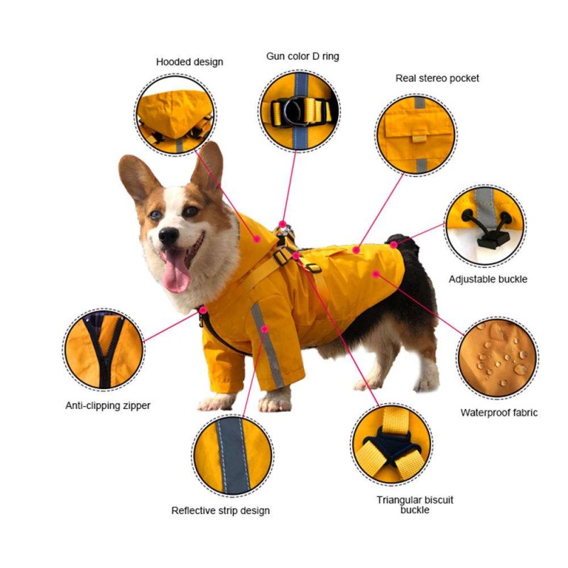 Waterproof Pet Raincoat - Reflective & Windproof Dog Coat